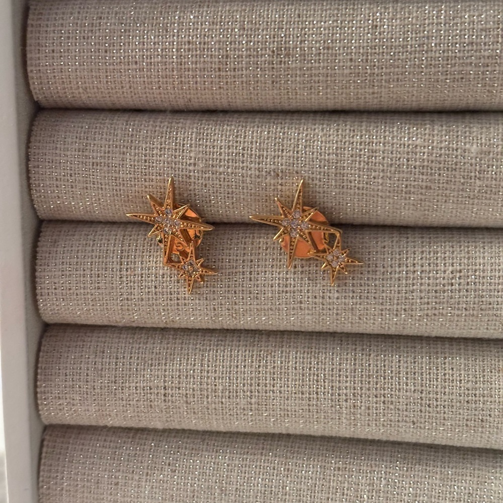 Gold Starburst Stud Earrings